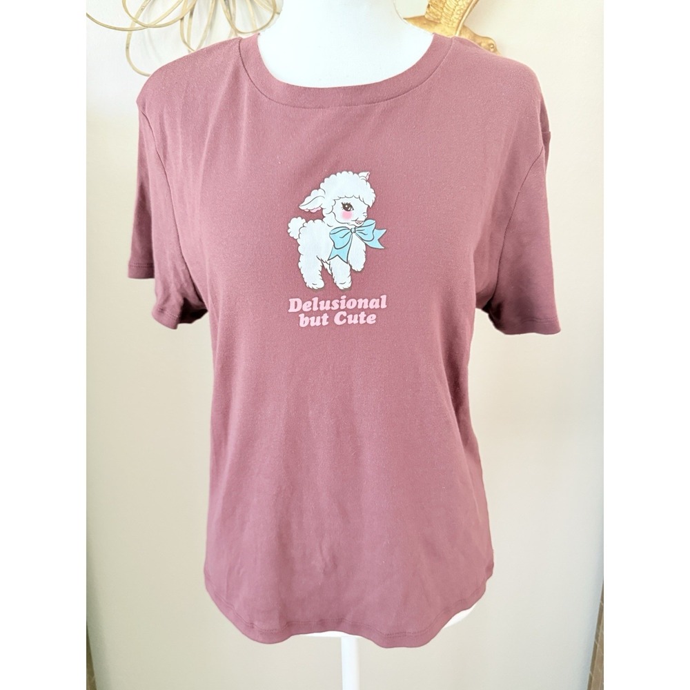 Homegirl‎ Society Delusional But Cute Lamb Graphic Tee XL 100% Cotton